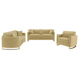 Corliss Camel 3-piece Velvet Upholstered Sofa Set - Ornate Home