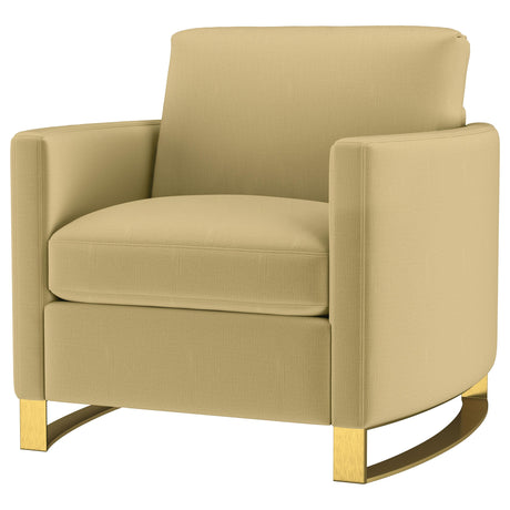 Corliss Camel Upholstered Curved Track Arm Chair - Ornate Home