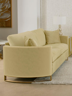 Corliss Camel Upholstered Curved Track Arm Loveseat - Ornate Home