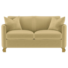 Corliss Camel Upholstered Curved Track Arm Loveseat - Ornate Home