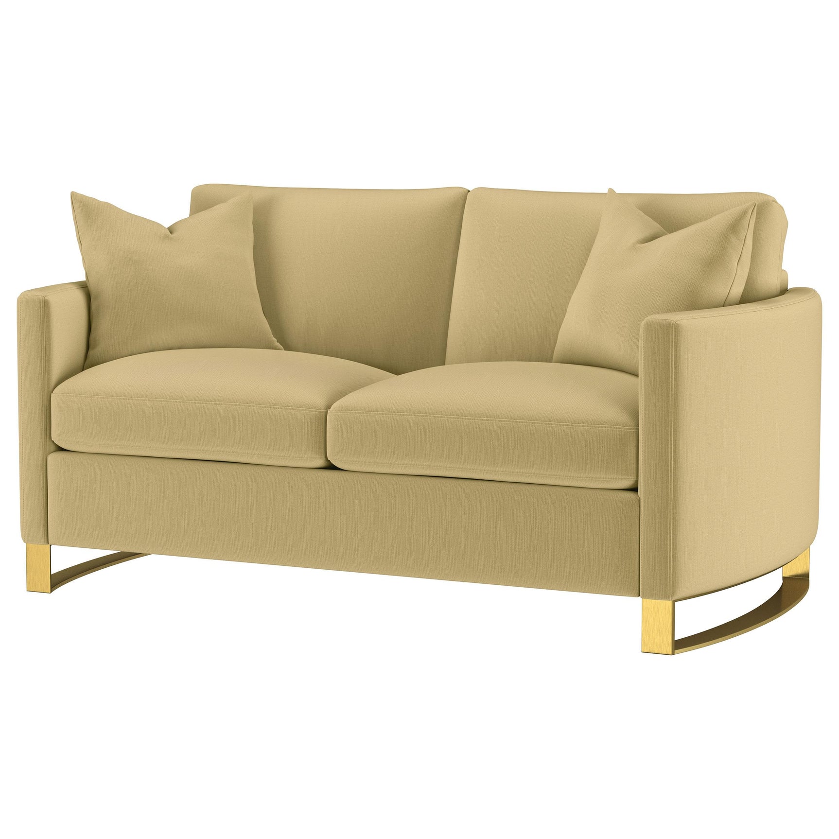 Corliss Camel Upholstered Curved Track Arm Loveseat - Ornate Home