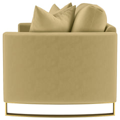 Corliss Camel Upholstered Curved Track Arm Loveseat - Ornate Home