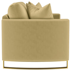 Corliss Camel Upholstered Curved Track Arm Loveseat - Ornate Home