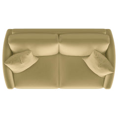Corliss Camel Upholstered Curved Track Arm Loveseat - Ornate Home