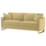 Corliss Camel Upholstered Curved Track Arm Sofa - Ornate Home