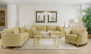 Corliss Camel Upholstered Curved Track Arm Sofa - Ornate Home