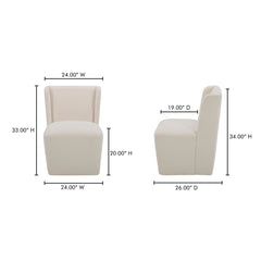 Cormac Cream Rolling Dining Chair - Ornate Home