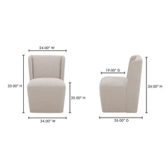 Cormac Warm Sand Rolling Dining Chair - Ornate Home
