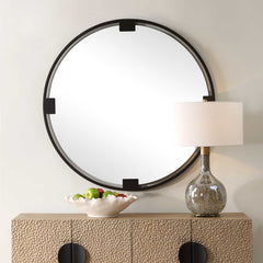 Cornelia Bronze/Black Round Mirror - Ornate Home