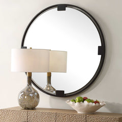 Cornelia Bronze/Black Round Mirror - Ornate Home
