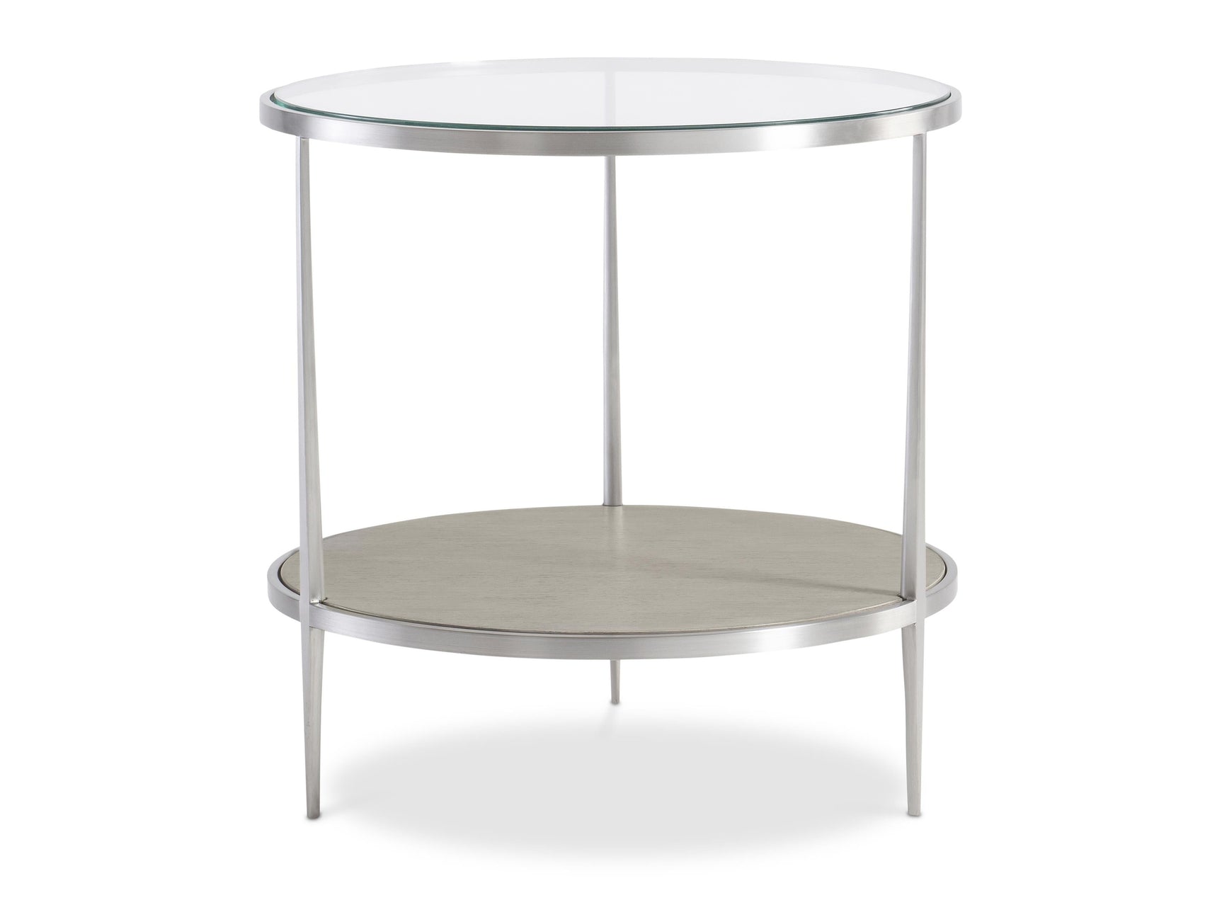 Cornelia Brushed Stainless Steel/Nebbia Raund Side Table - Ornate Home