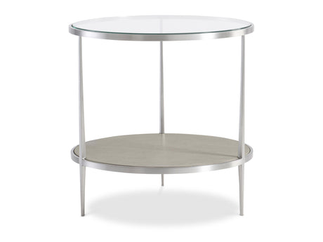 Cornelia Brushed Stainless Steel/Nebbia Raund Side Table - Ornate Home