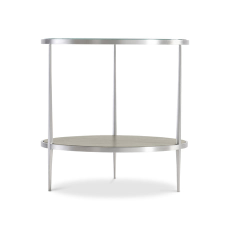 Cornelia Brushed Stainless Steel/Nebbia Raund Side Table - Ornate Home