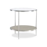 Cornelia Brushed Stainless Steel/Nebbia Raund Side Table - Ornate Home