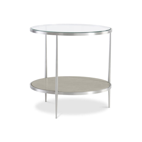 Cornelia Brushed Stainless Steel/Nebbia Raund Side Table - Ornate Home