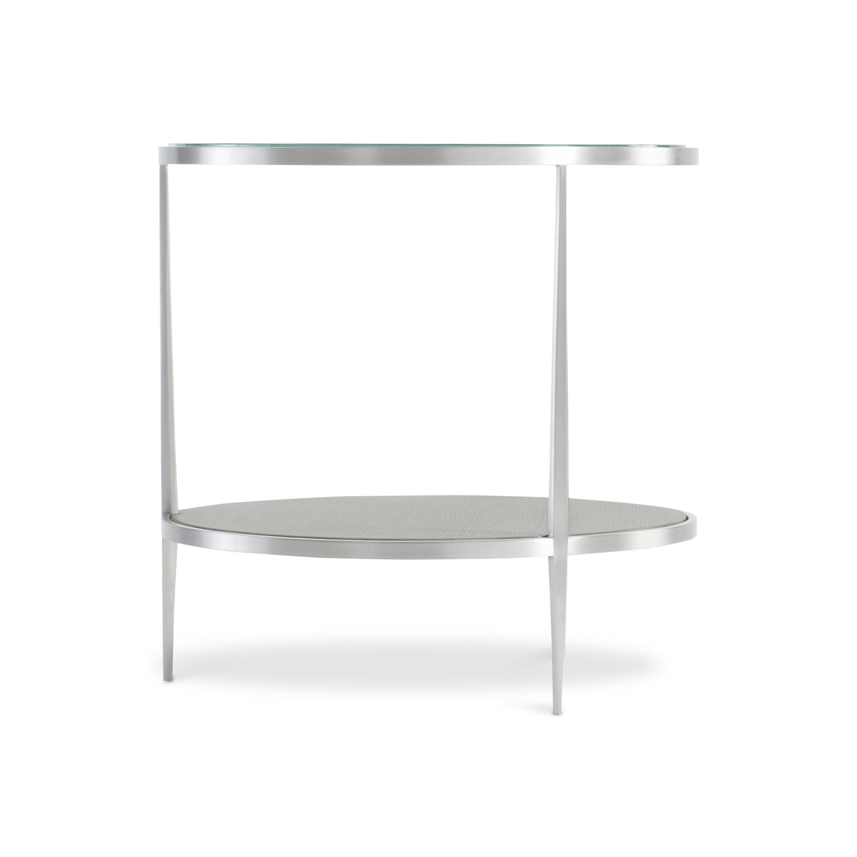 Cornelia Brushed Stainless Steel/Nebbia Raund Side Table - Ornate Home