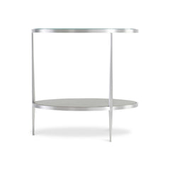 Cornelia Brushed Stainless Steel/Nebbia Raund Side Table - Ornate Home