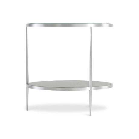 Cornelia Brushed Stainless Steel/Nebbia Raund Side Table - Ornate Home