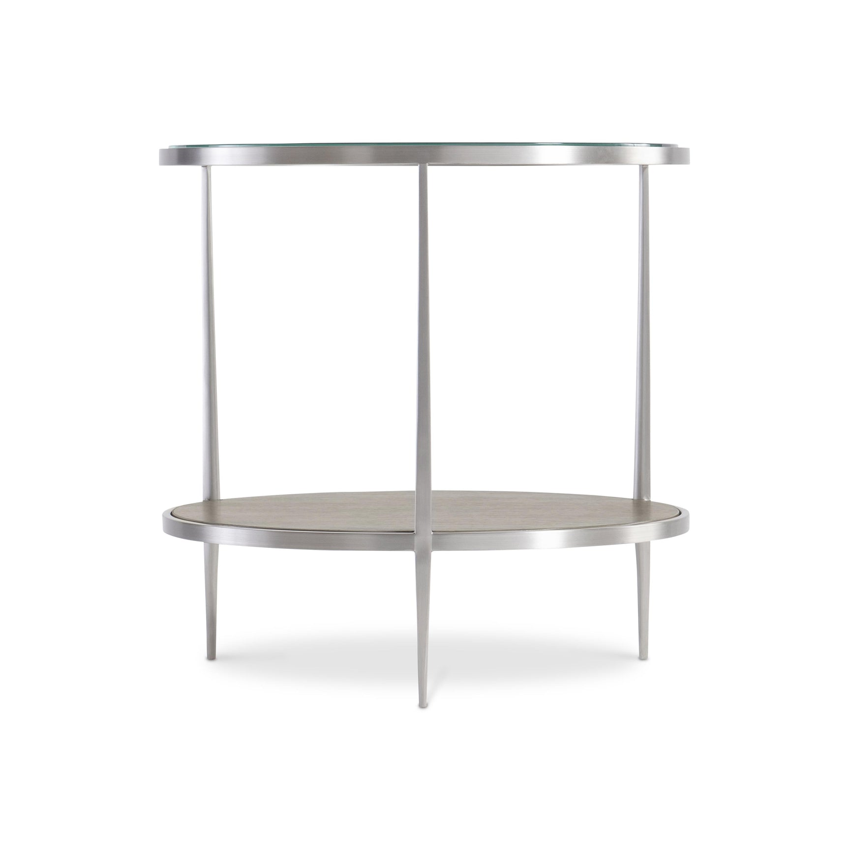 Cornelia Brushed Stainless Steel/Nebbia Raund Side Table - Ornate Home