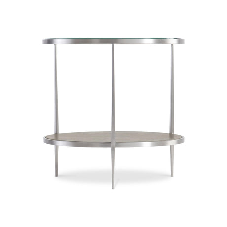 Cornelia Brushed Stainless Steel/Nebbia Raund Side Table - Ornate Home