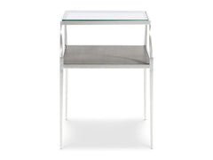 Cornelia Brushed Stainless Steel/Nebbia Rectangular Side Table - Ornate Home