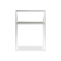 Cornelia Brushed Stainless Steel/Nebbia Rectangular Side Table - Ornate Home