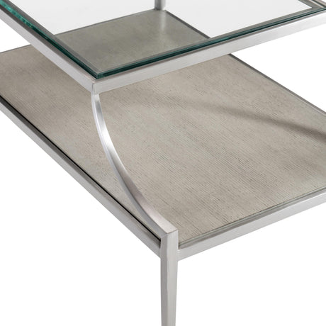 Cornelia Brushed Stainless Steel/Nebbia Rectangular Side Table - Ornate Home
