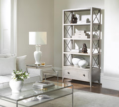 Cornelia Brushed Stainless Steel/Nebbia Rectangular Side Table - Ornate Home