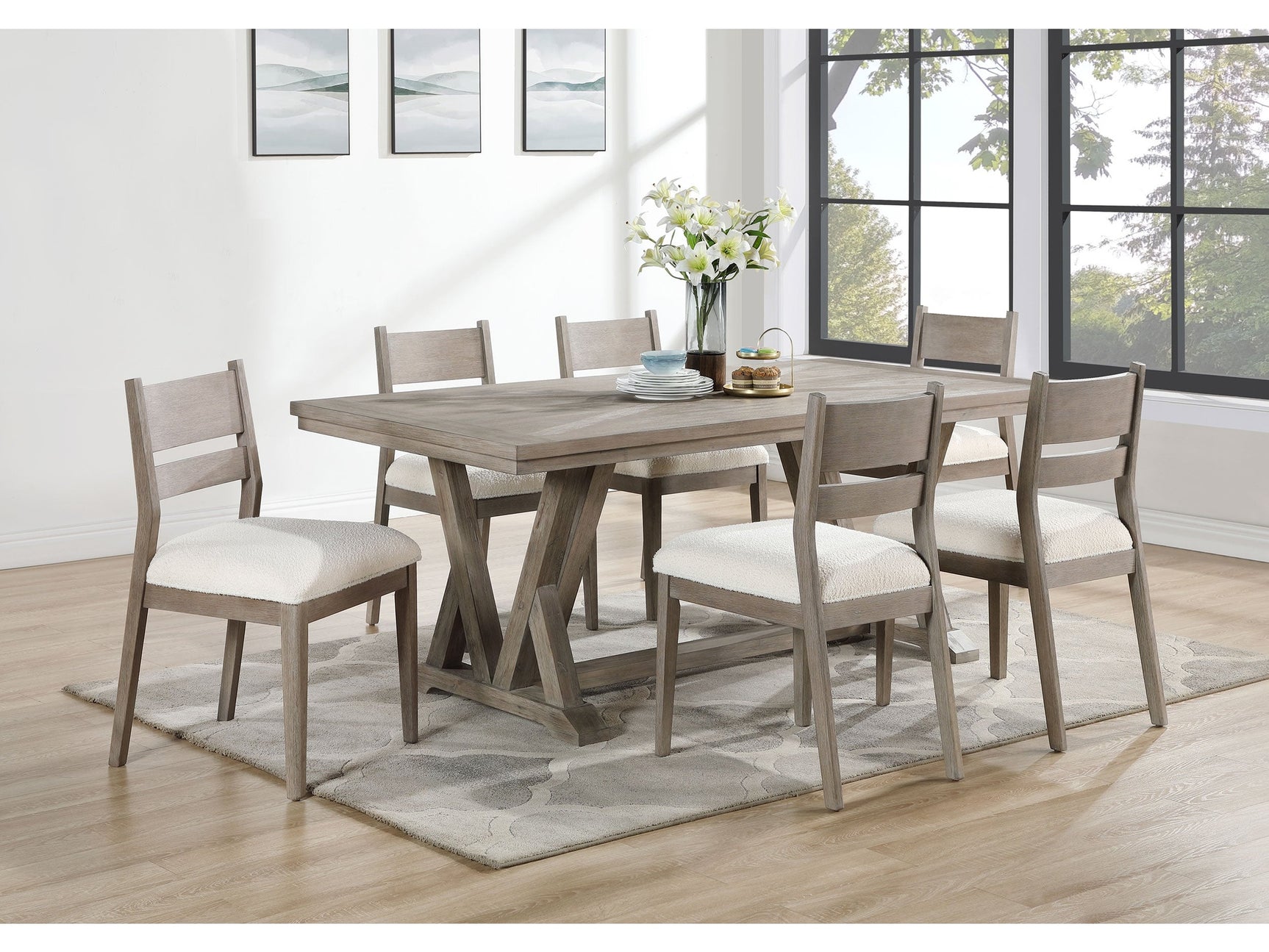 Cornelia Coastal Grey 7-piece Dining Room Set - Ornate Home