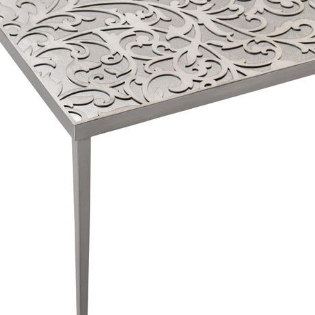 Cornelia Glazed Stainless Steel Cocktail Table - Ornate Home