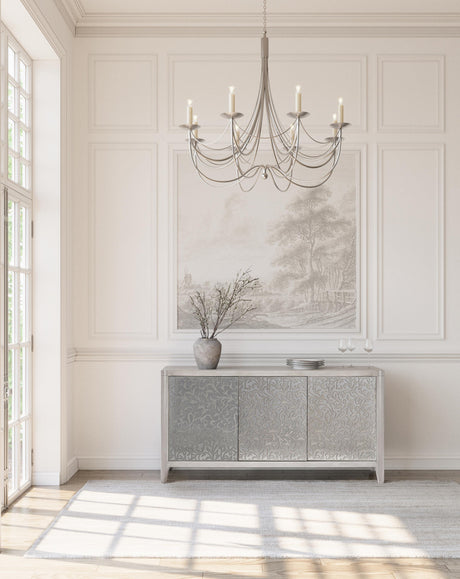 Cornelia Glazed Stainless Steel/Nebbia Buffet - Ornate Home