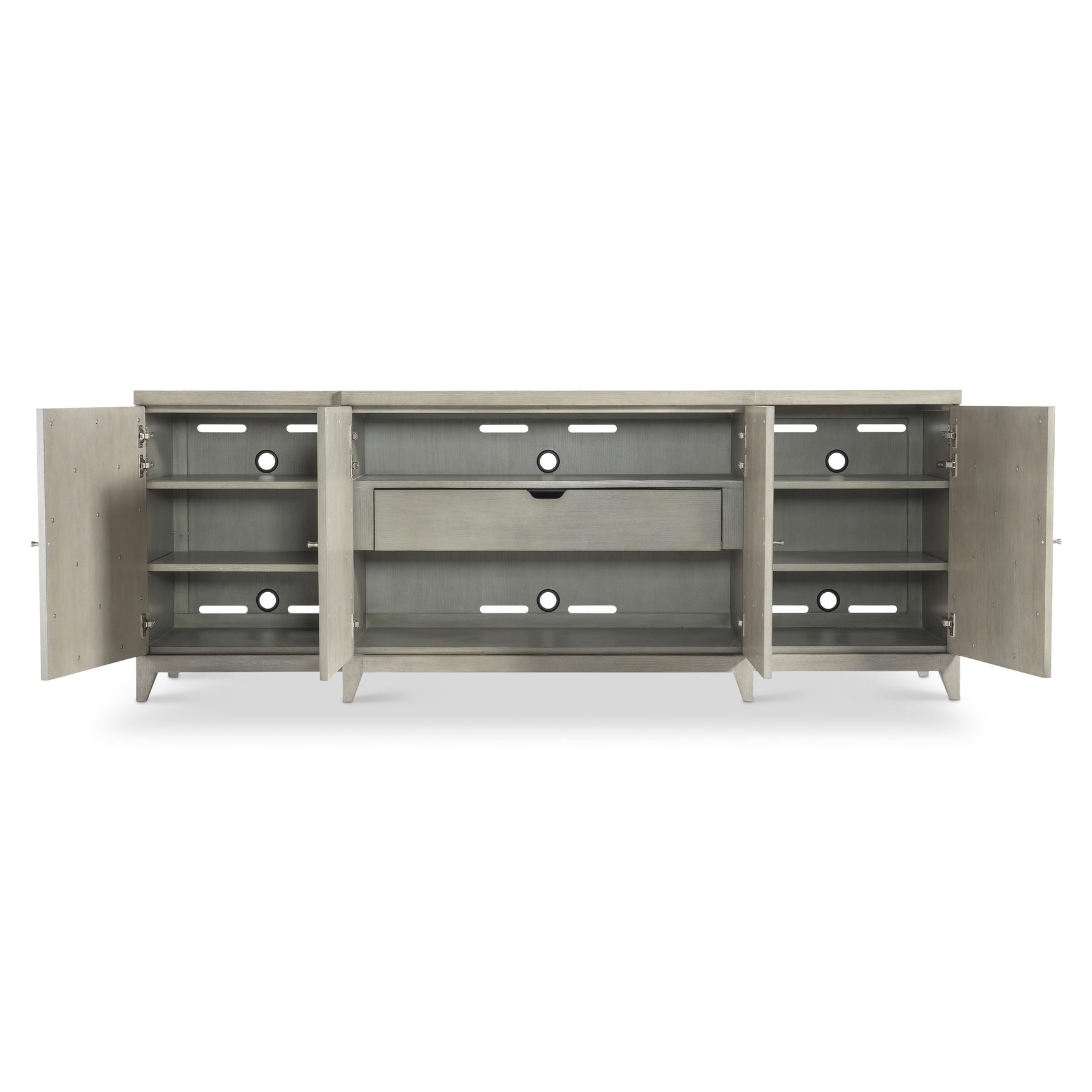 Cornelia Glazed Stainless Steel/Nebbia Entertainment Credenza - Ornate Home