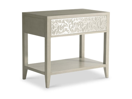 Cornelia Glazed Stainless Steel/Nebbia Nightstand - Ornate Home