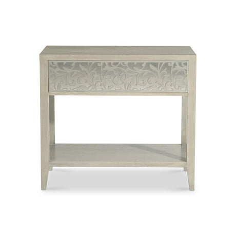 Cornelia Glazed Stainless Steel/Nebbia Nightstand - Ornate Home