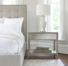 Cornelia Glazed Stainless Steel/Nebbia Nightstand - Ornate Home