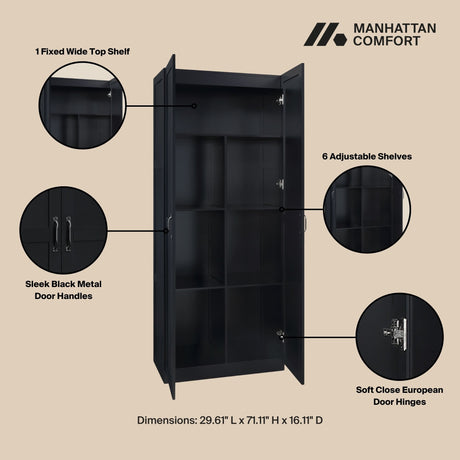 Cornelia Storage Closet 1.0 in Black - Ornate Home