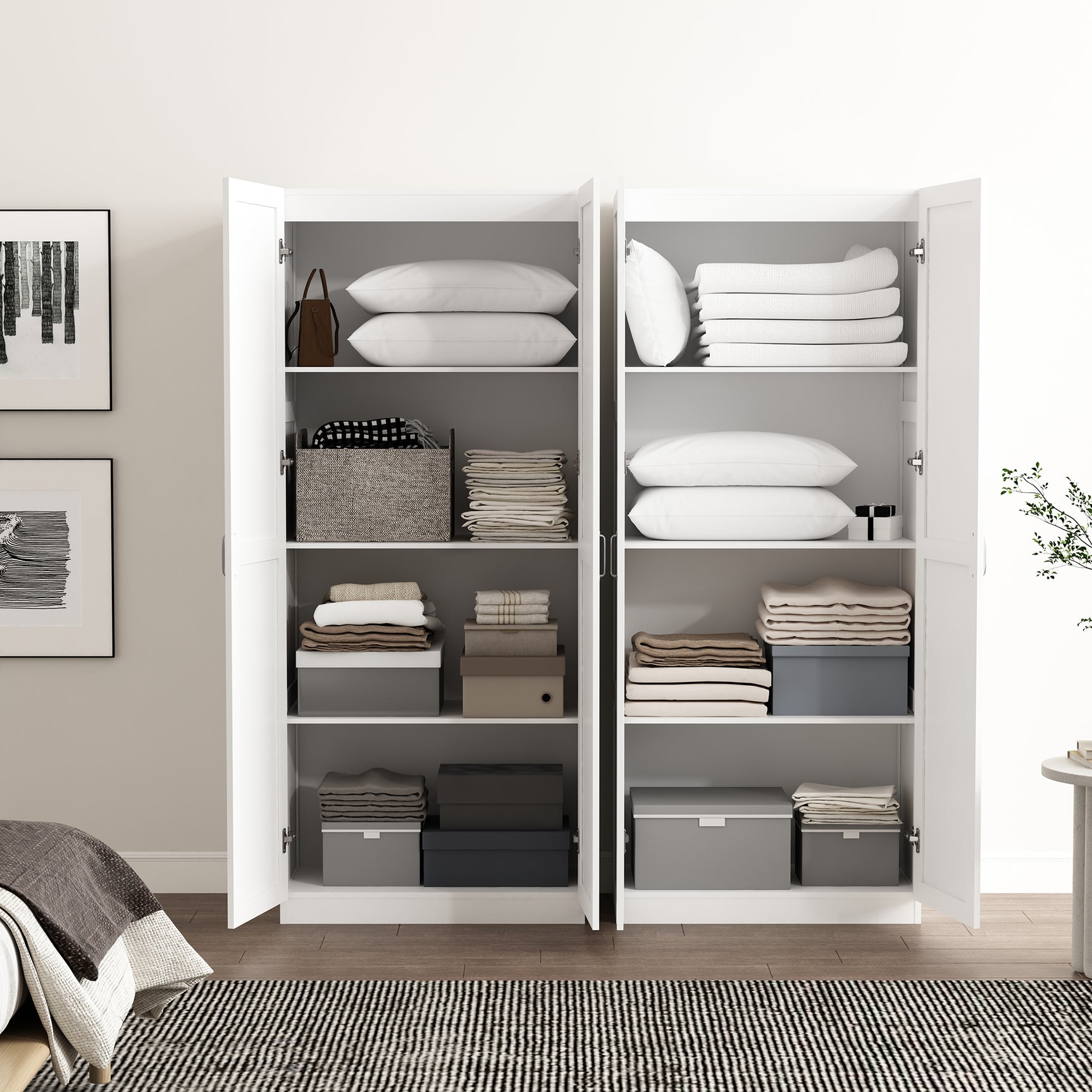 Cornelia Storage Closet 2.0 in White (set of 2) - Ornate Home