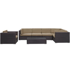 Corona Espresso/Mocha 7 Piece Outdoor Patio Sectional Set - Ornate Home
