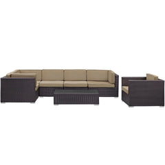 Corona Espresso/Mocha 7 Piece Outdoor Patio Sectional Set - Ornate Home