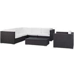 Corona Espresso/White 7 Piece Outdoor Patio Sectional Set - Ornate Home