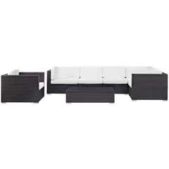 Corona Espresso/White 7 Piece Outdoor Patio Sectional Set - Ornate Home