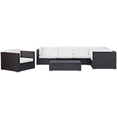 Corona Espresso/White 7 Piece Outdoor Patio Sectional Set - Ornate Home