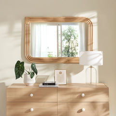 Corsica Natural Curved Rectangle Rattan Wall Mirror - Ornate Home