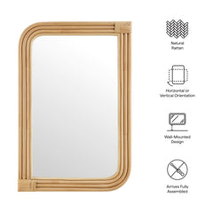 Corsica Natural Curved Rectangle Rattan Wall Mirror - Ornate Home