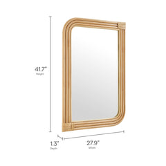 Corsica Natural Curved Rectangle Rattan Wall Mirror - Ornate Home
