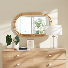 Corsica Natural Oval Rattan Wall Mirror - Ornate Home