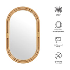 Corsica Natural Oval Rattan Wall Mirror - Ornate Home