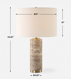 Cortado Brown/Gold Travertine Table Lamp - Ornate Home
