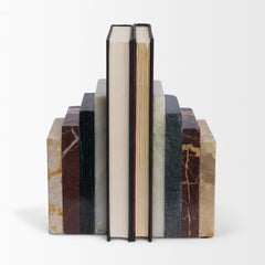 Corte Beige Mixed Marble Stacked Bookends