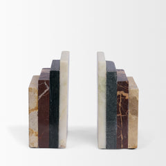 Corte Beige Mixed Marble Stacked Bookends
